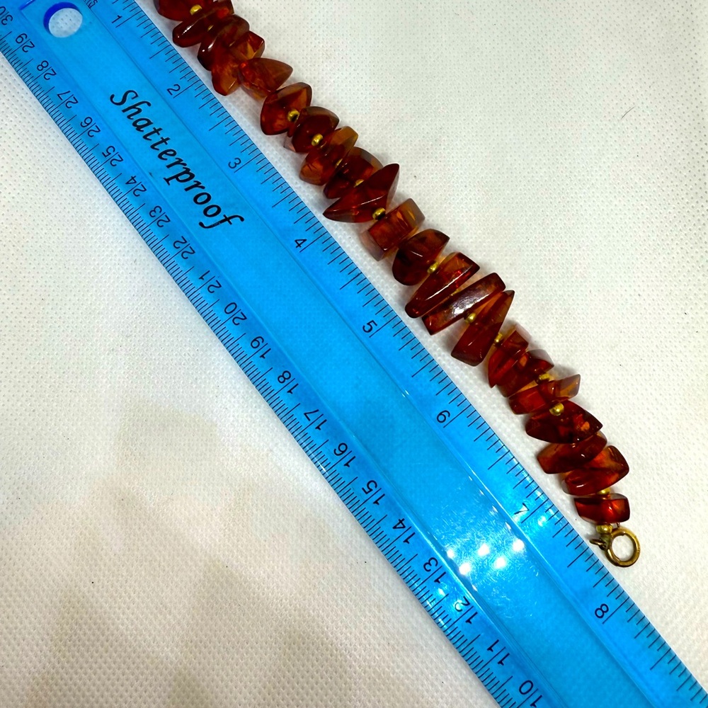 Genuine Baltic Polished Chunky Amber Beaded Chip Bracelet 8” - Picture 4 of 5